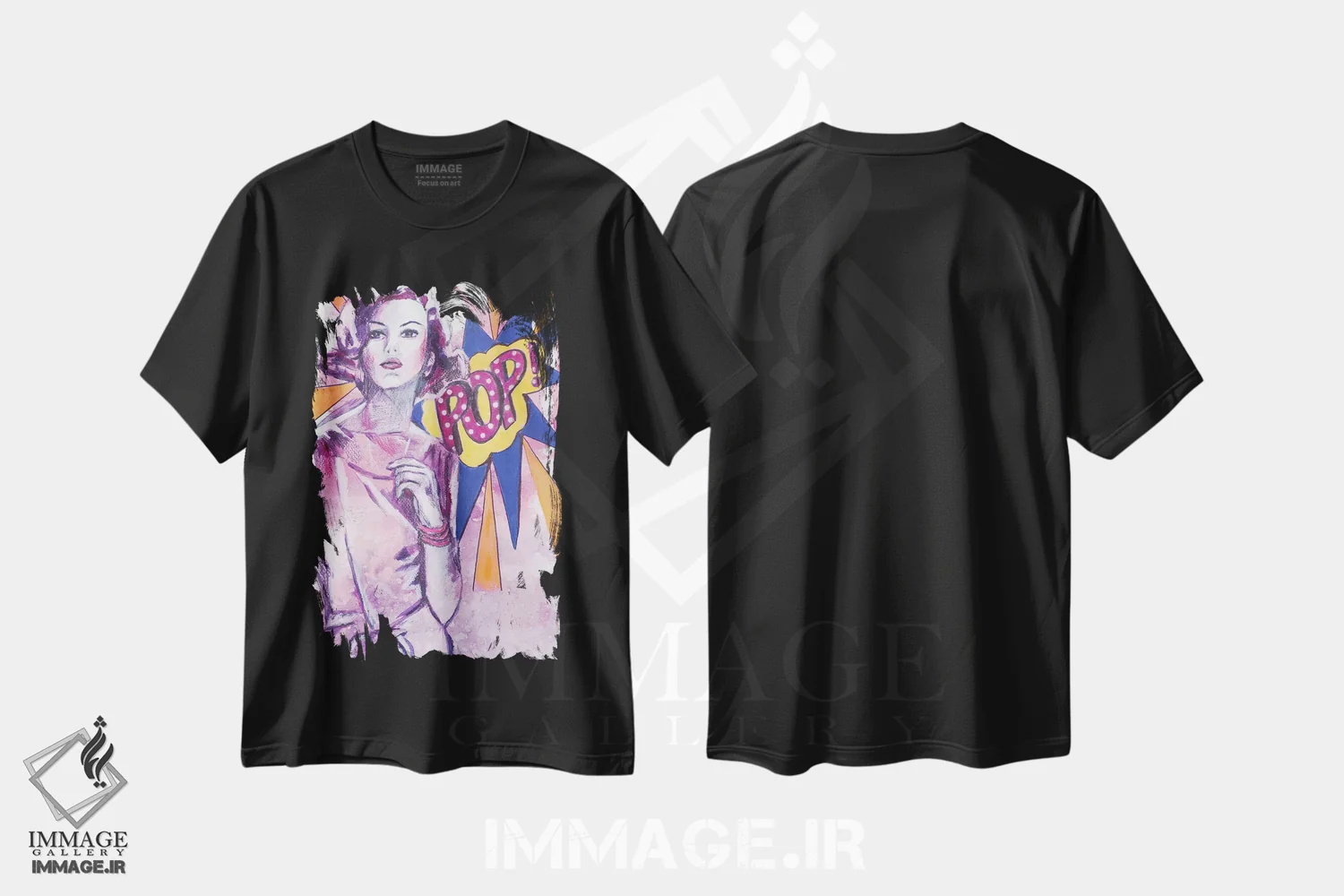 تیشرت مشکی طرح دار پاپ، هنر فاخر معاصر اثر تارا گامل | immage.ir