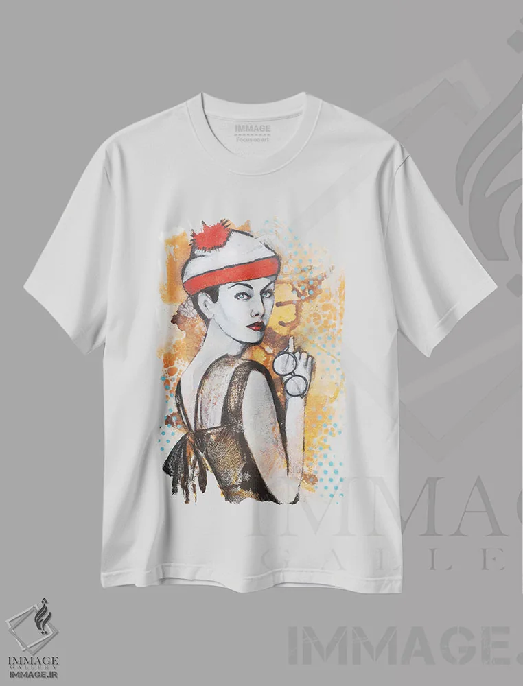 تیشرت سفید طرح دار در تلاش برای یافتن خودم، هنر فاخر معاصر اثر تارا گامل | immage.ir