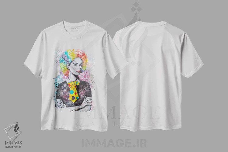 تیشرت سفید طرح دار موی دلقک، هنر فاخر معاصر اثر تارا گامل | immage.ir