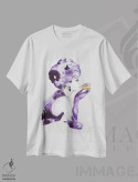 تیشرت سفید طرح دار وسوسه بنفش، هنر فاخر معاصر اثر تارا گامل | فروشگاه ایماژ