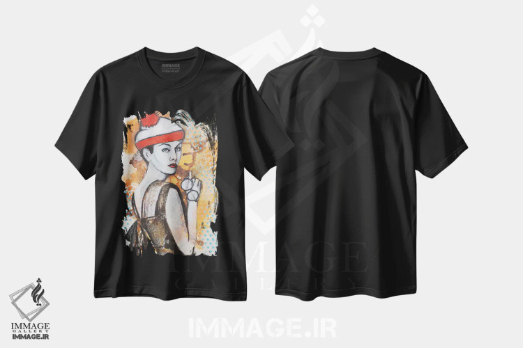 تیشرت مشکی طرح دار در تلاش برای یافتن خودم، هنر فاخر معاصر اثر تارا گامل | فروشگاه ایماژ