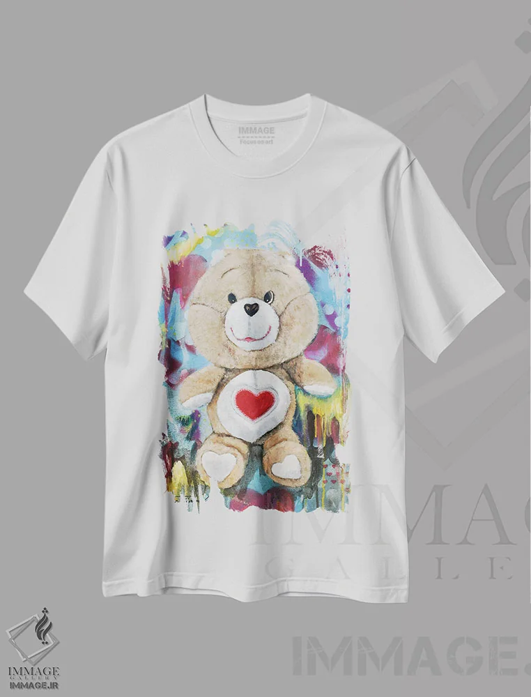 تیشرت سفید طرح دار دل را بر دوش داشتن، مدیوم اثر تارا گامل | فروشگاه ایماژ