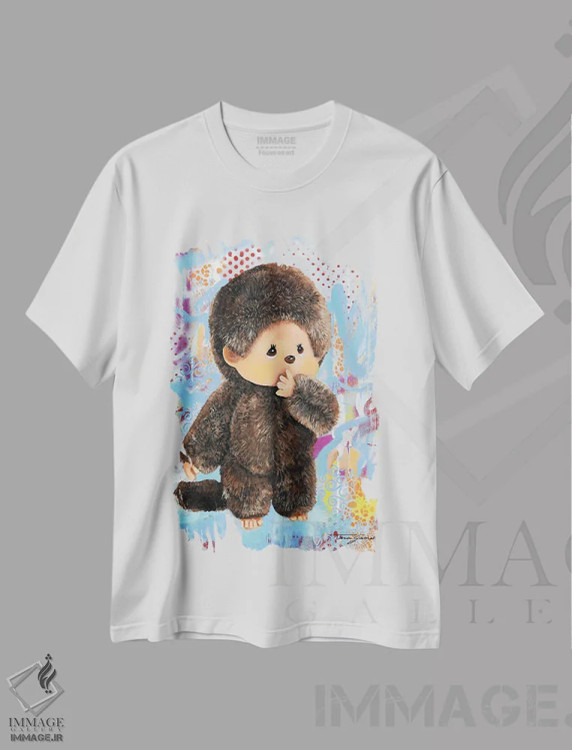 تیشرت سفید طرح دار کار میمون ها، مدیوم اثر تارا گامل | immage.ir