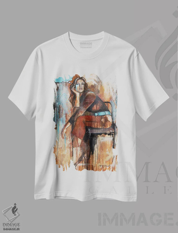 تیشرت سفید طرح دار به این چیزها فکر کن، هنر فاخر معاصر اثر تارا گامل | immage.ir