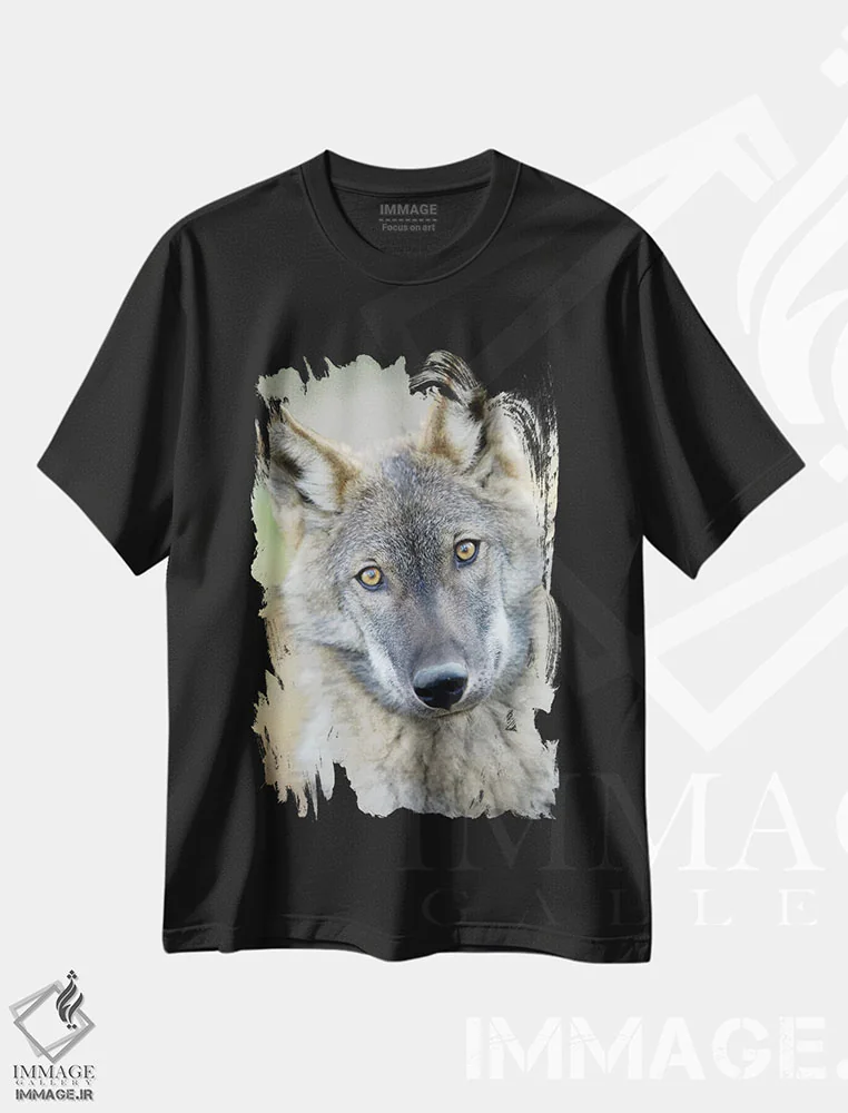 تیشرت مشکی طرح دار گرگ، مدیوم اثر گوران آناستاسوفسکی | فروشگاه ایماژ