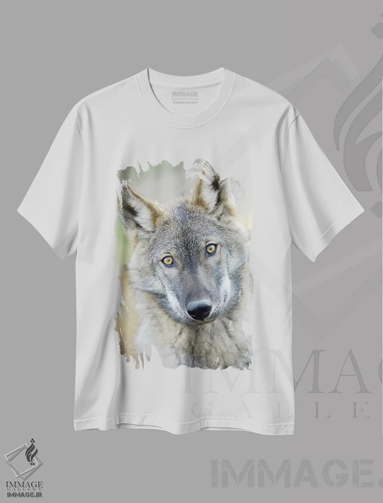 تیشرت سفید طرح دار گرگ، مدیوم اثر گوران آناستاسوفسکی | immage.ir
