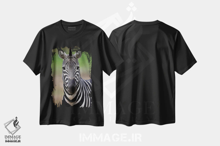 تیشرت مشکی طرح دار گورخر ۳، مدیوم اثر گوران آناستاسوفسکی | immage.ir