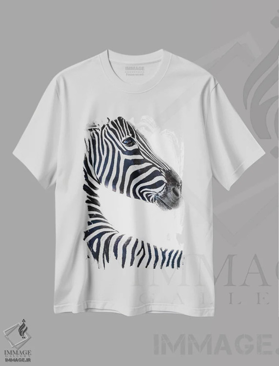 تیشرت سفید طرح دار گورخر ۶، مدیوم اثر گوران آناستاسوفسکی | immage.ir