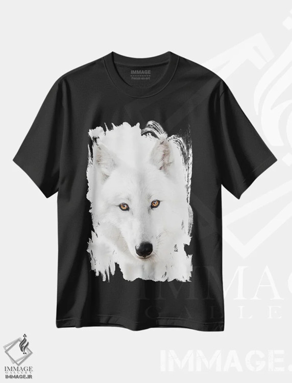 تیشرت مشکی طرح دار گرگ سفید، مدیوم اثر گوران آناستاسوفسکی | immage.ir