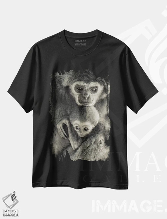 تیشرت مشکی طرح دار گیبون ها، مدیوم اثر گوران آناستاسوفسکی | immage.ir