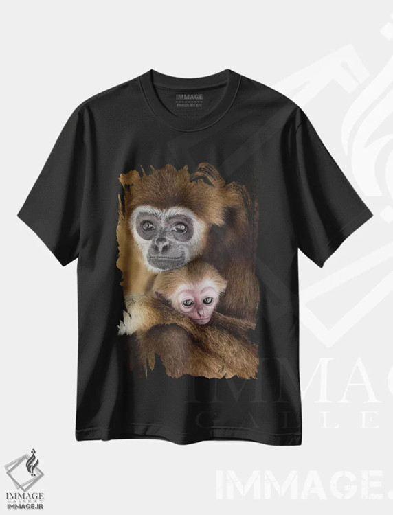 تیشرت مشکی طرح دار عشق گیبون ها، مدیوم اثر گوران آناستاسوفسکی | فروشگاه ایماژ