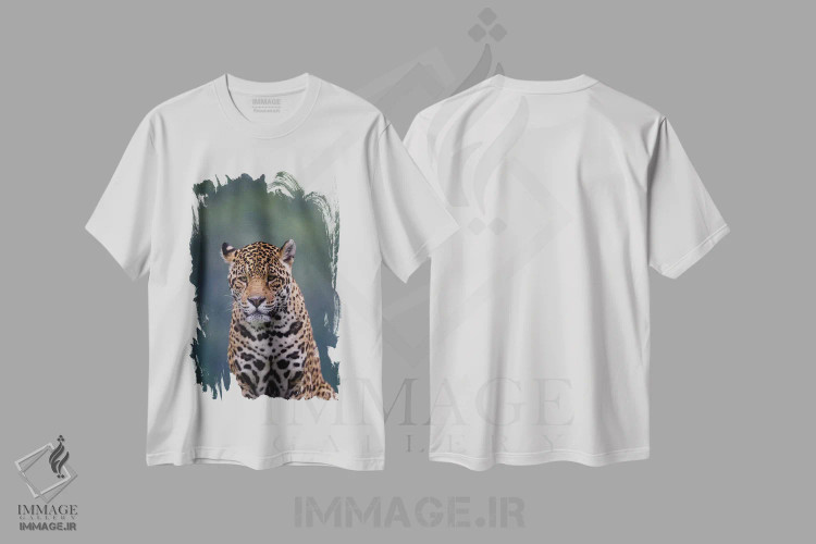 تیشرت سفید طرح دار پلنگ خال دار آمریکایی ۱، مدیوم اثر گوران آناستاسوفسکی | فروشگاه ایماژ