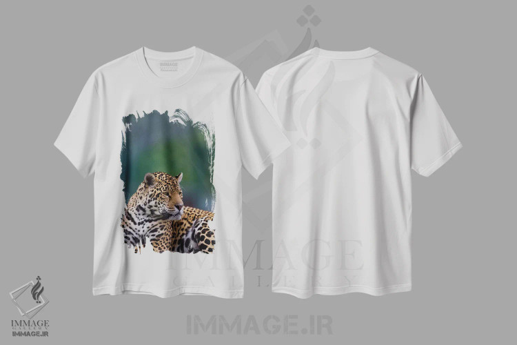 تیشرت سفید طرح دار پلنگ خال دار آمریکایی، مدیوم اثر گوران آناستاسوفسکی | immage.ir