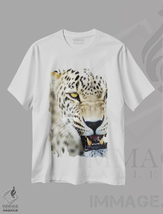 تیشرت سفید طرح دار پلنگ پانزدهم، مدیوم اثر گوران آناستاسوفسکی | immage.ir