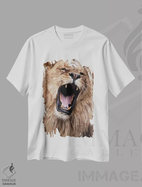 تیشرت سفید طرح دار شیر سوم، مدیوم اثر گوران آناستاسوفسکی | immage.ir
