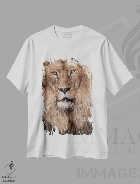 تیشرت سفید طرح دار شیر پنجم، مدیوم اثر گوران آناستاسوفسکی | immage.ir