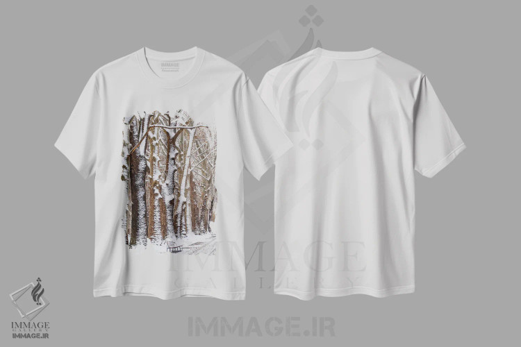 تیشرت سفید طرح دار برف طبیعت، دکور تعطیلات اثر گوران آناستاسوفسکی | immage.ir