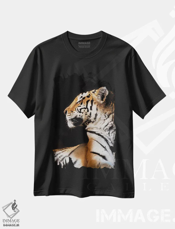 تیشرت مشکی طرح دار ببر اول، مدیوم اثر گوران آناستاسوفسکی | فروشگاه ایماژ