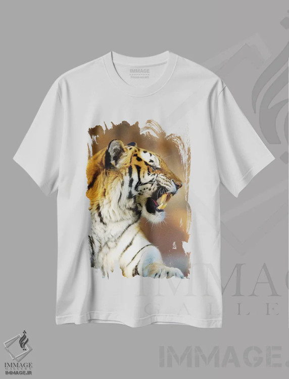 تیشرت سفید طرح دار ببر، مدیوم اثر گوران آناستاسوفسکی | فروشگاه ایماژ
