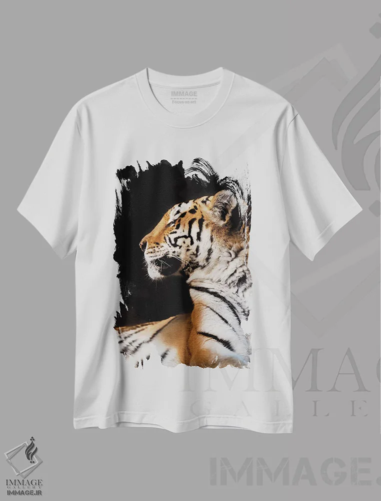 تیشرت سفید طرح دار ببر اول، مدیوم اثر گوران آناستاسوفسکی | immage.ir