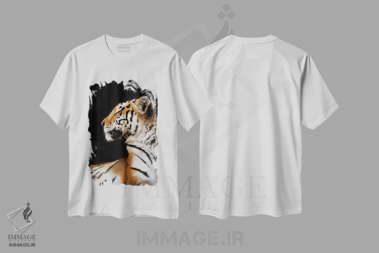تیشرت سفید طرح دار ببر اول، مدیوم اثر گوران آناستاسوفسکی | immage.ir