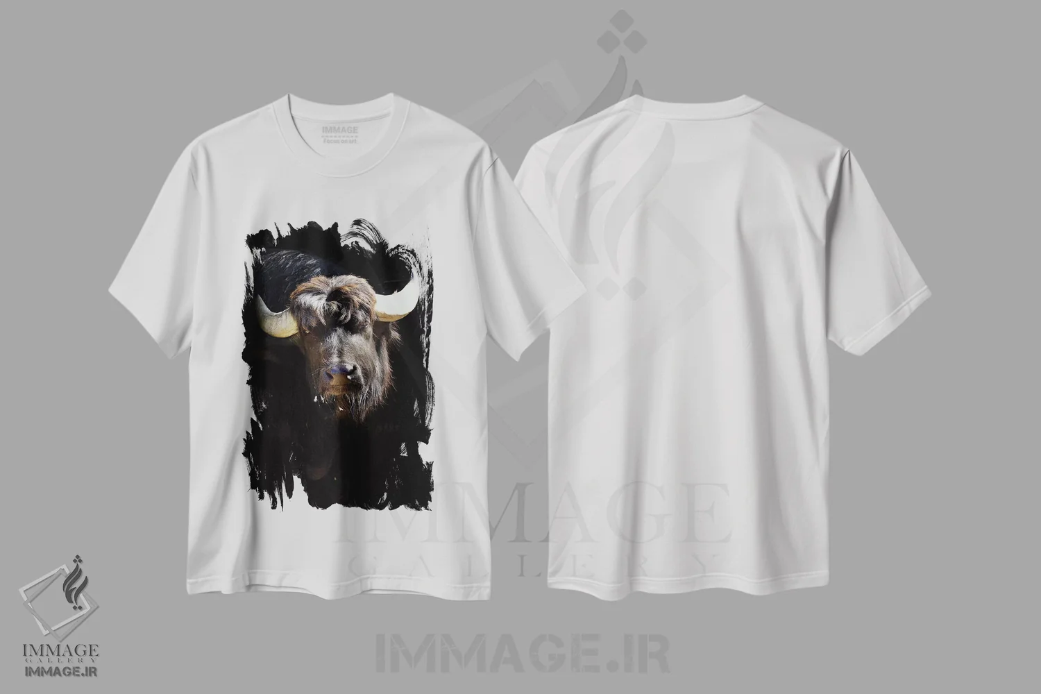 تیشرت سفید طرح دار گاومیش، مدیوم اثر گوران آناستاسوفسکی | فروشگاه ایماژ