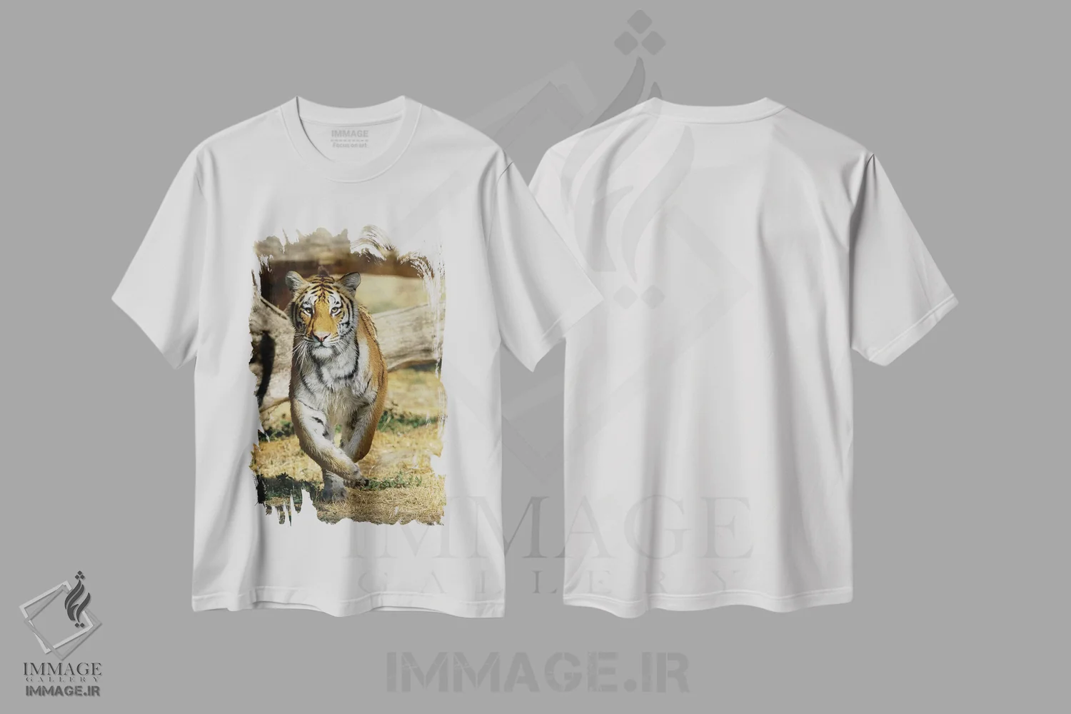 تیشرت سفید طرح دار ببر چهارم، مدیوم اثر گوران آناستاسوفسکی | immage.ir