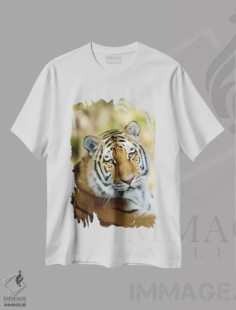تیشرت سفید طرح دار ببر دوازدهم، مدیوم اثر گوران آناستاسوفسکی | immage.ir