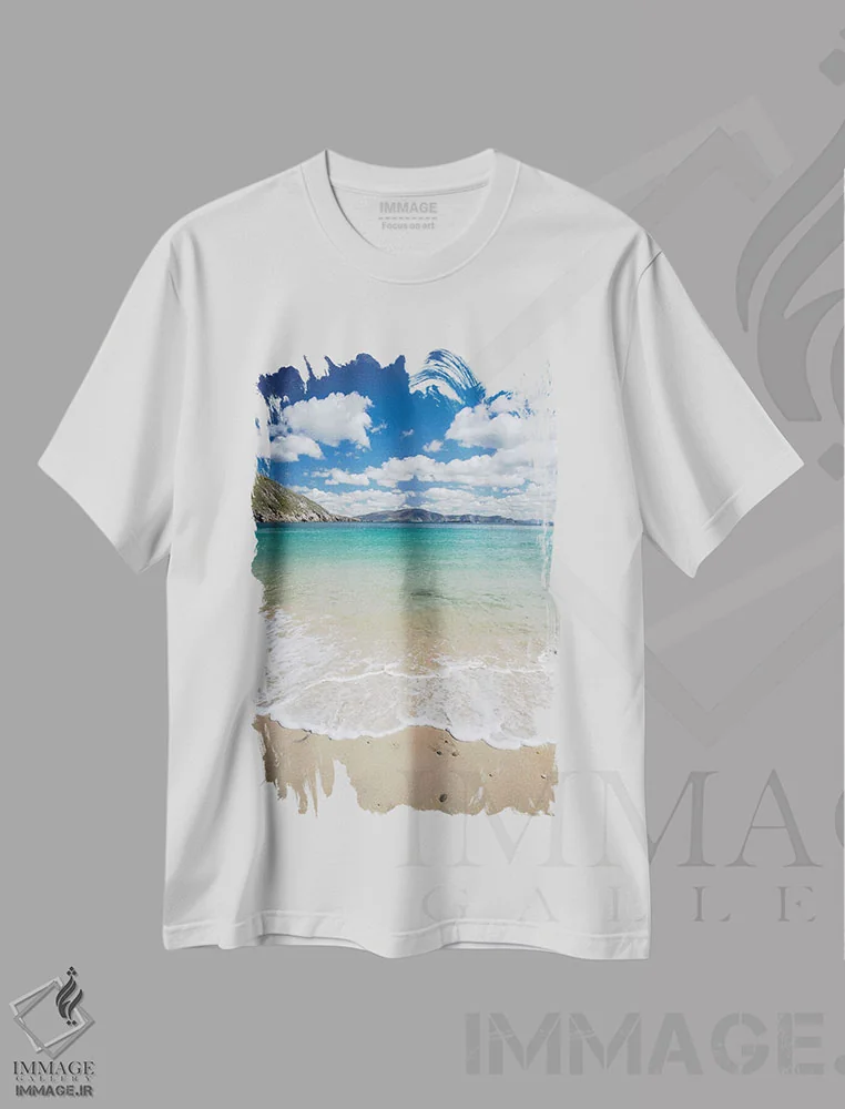 تیشرت سفید طرح دار ساحل کیم دوم، جزیره آکیل، شهرستان مایو، ایرلند، دکور ساحلی اثر گارث مک کورمک | immage.ir