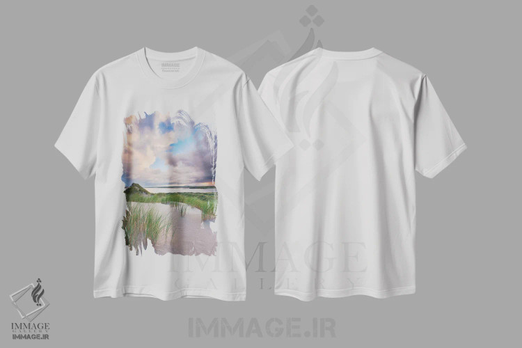 تیشرت سفید طرح دار تپه های شنی، انیسکرون، شهرستان اسلایگو، ایرلند، مدیوم اثر گارث مک کورمک | فروشگاه ایماژ
