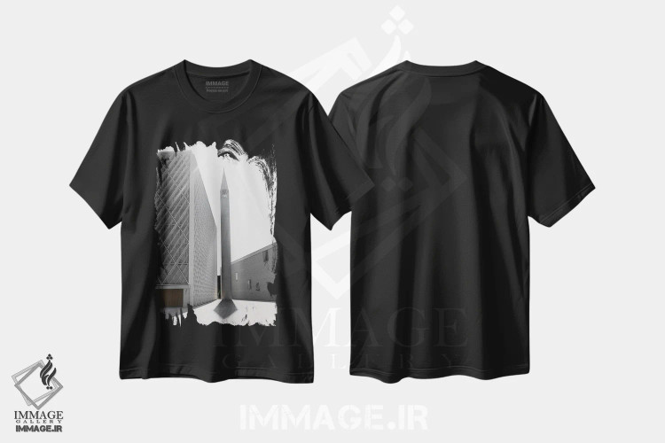 تیشرت مشکی طرح دار مناره، عکاسی سیاه و سفید اثر گیلیارد برسسان | immage.ir