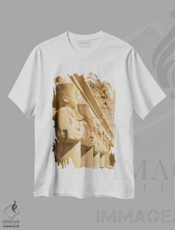 تیشرت سفید طرح دار حتشپسوت، تزئینی اثر گیلیارد برسسان | فروشگاه ایماژ
