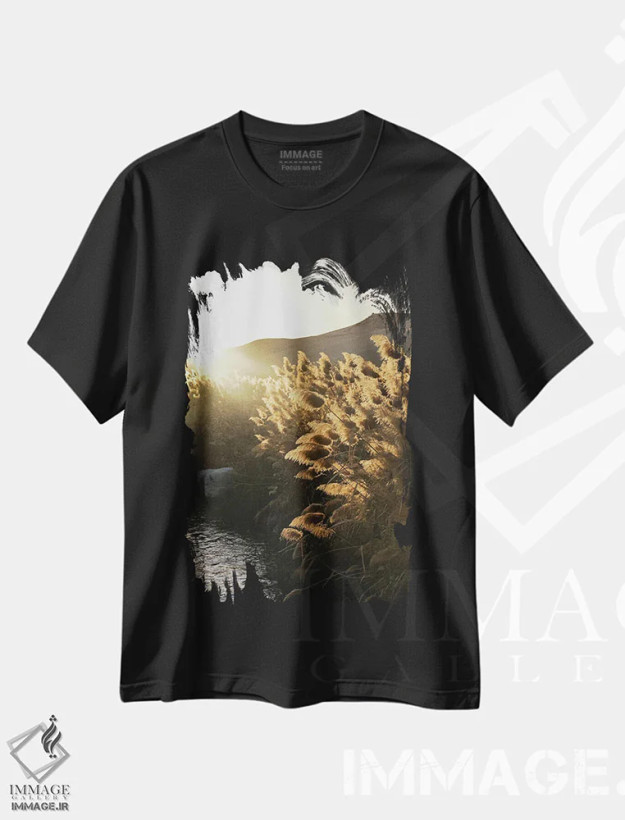 تیشرت مشکی طرح دار نجوای نیل، عکاسی ترکیبی اثر گیلیارد برسسان | فروشگاه ایماژ