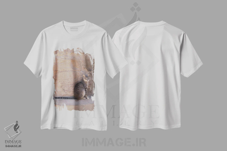 تیشرت سفید طرح دار گربه در معبد، عکاسی ترکیبی اثر گیلیارد برسسان | immage.ir