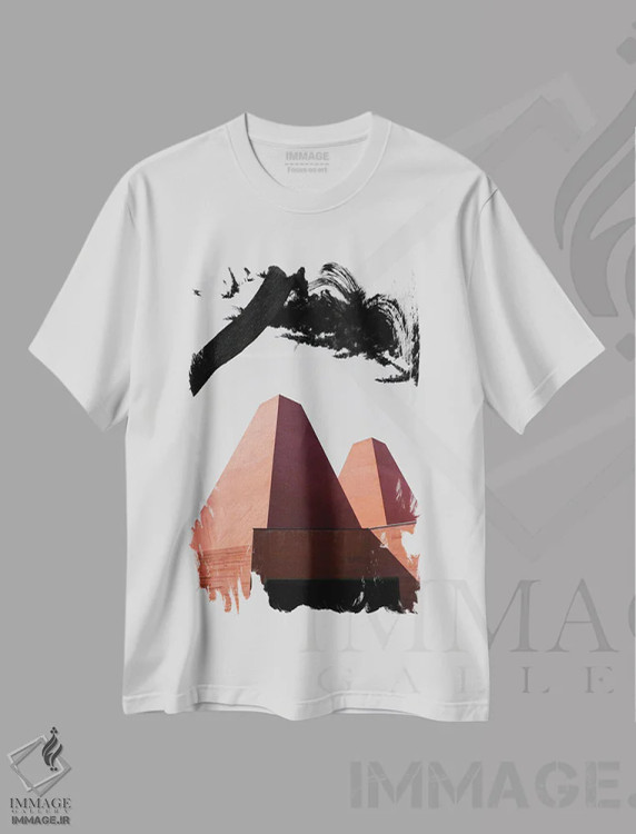 تیشرت سفید طرح دار معماری صورتی، عکاسی ترکیبی اثر گیلیارد برسسان | فروشگاه ایماژ
