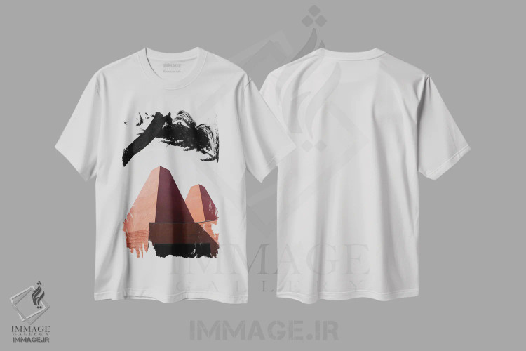 تیشرت سفید طرح دار معماری صورتی، عکاسی ترکیبی اثر گیلیارد برسسان | فروشگاه ایماژ