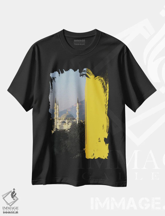 تیشرت مشکی طرح دار مسجد، عکاسی ترکیبی اثر گیلیارد برسسان | فروشگاه ایماژ