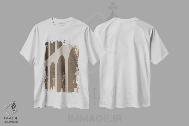 تیشرت سفید طرح دار مجسمه ها و طاق ها، عکاسی ترکیبی اثر گیلیارد برسسان | immage.ir