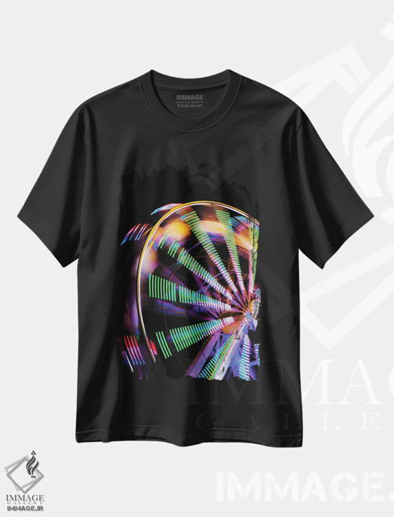 تیشرت مشکی طرح دار چرخ و فلک، مدیوم اثر گیلیارد برسسان | فروشگاه ایماژ