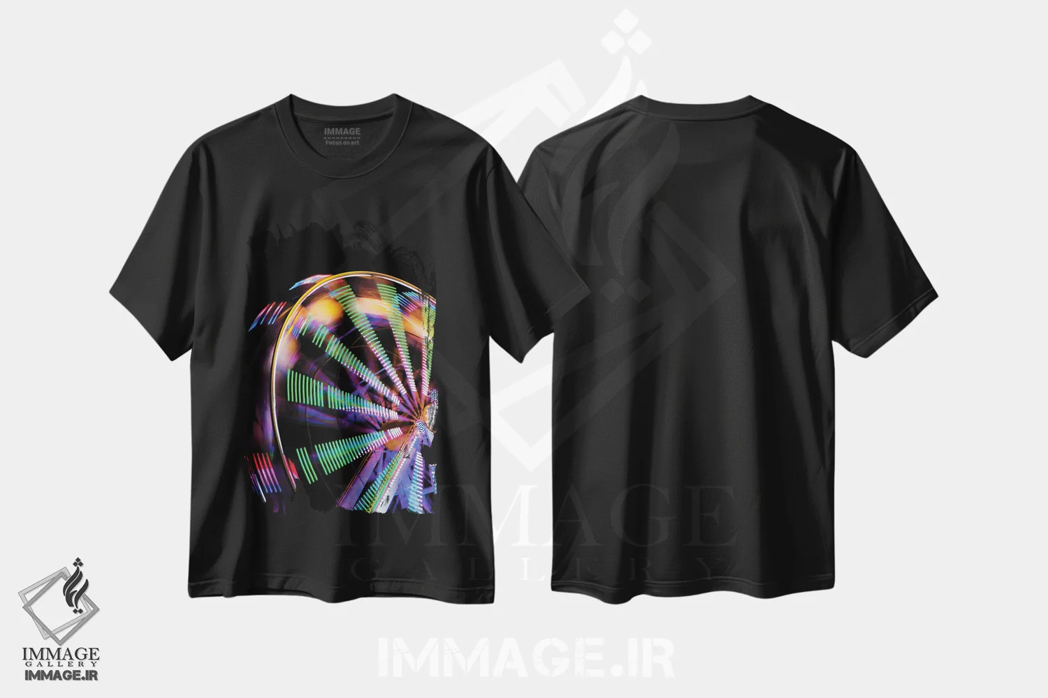 تیشرت مشکی طرح دار چرخ و فلک، مدیوم اثر گیلیارد برسسان | فروشگاه ایماژ