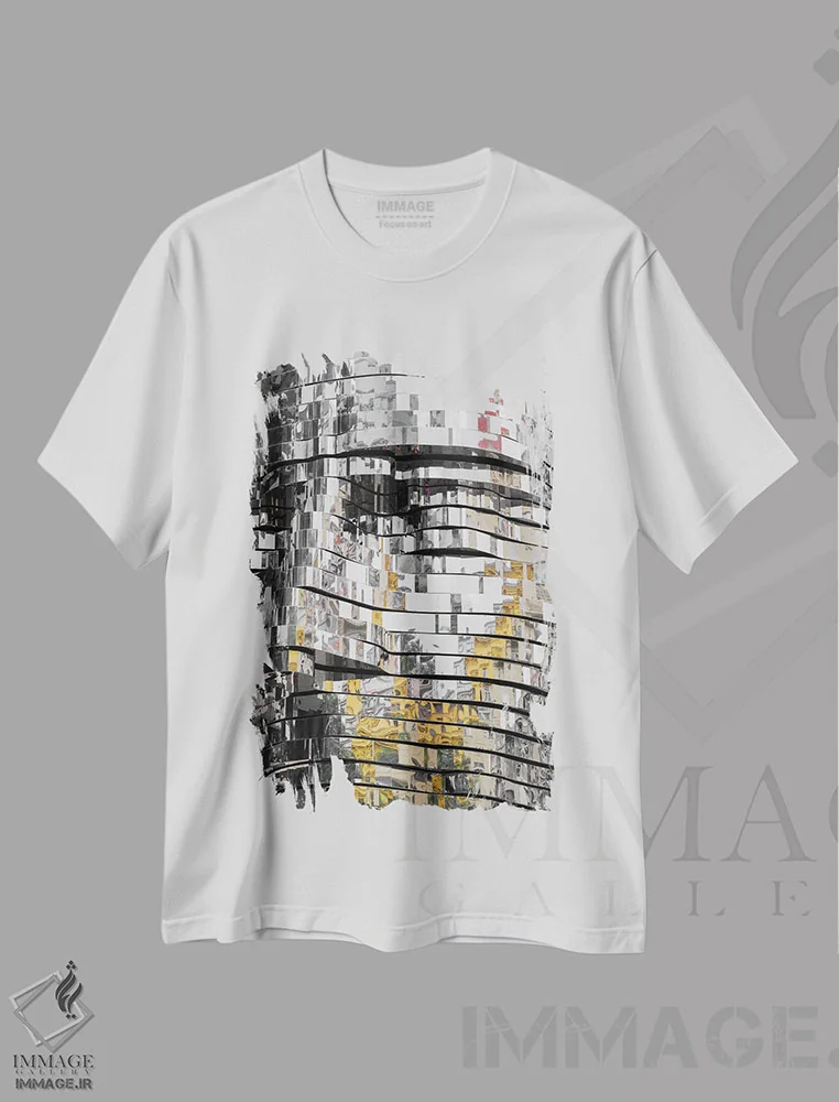 تیشرت سفید طرح دار نیمرخ کافکا، مدیوم اثر گیلیارد برسسان | فروشگاه ایماژ