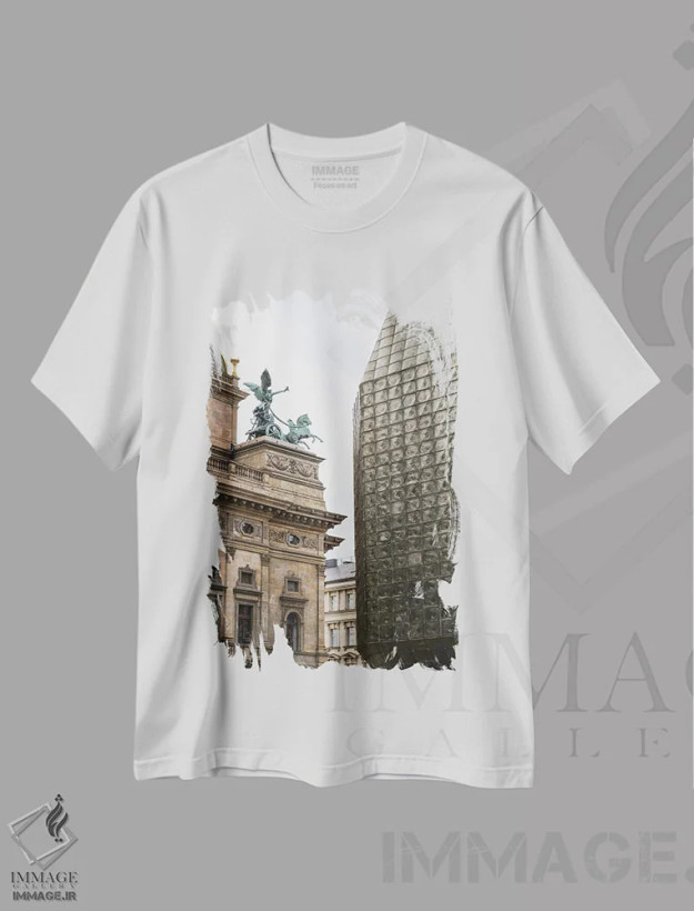 تیشرت سفید طرح دار تضادها، مدیوم اثر گیلیارد برسسان | فروشگاه ایماژ