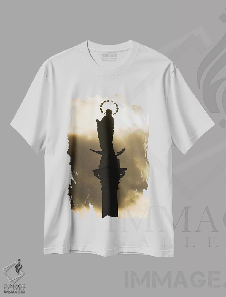 تیشرت سفید طرح دار آسمانی، مدیوم اثر گیلیارد برسسان | فروشگاه ایماژ