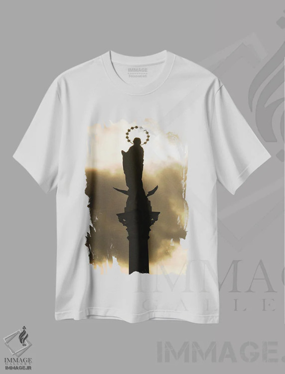 تیشرت سفید طرح دار آسمانی، مدیوم اثر گیلیارد برسسان | فروشگاه ایماژ