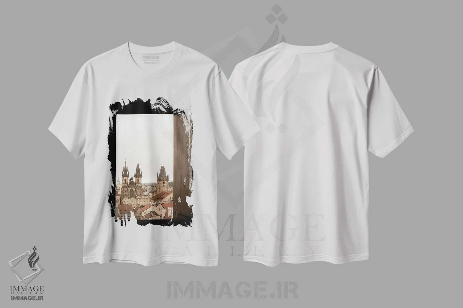 تیشرت سفید طرح دار قاب پراگ، مدیوم اثر گیلیارد برسسان | immage.ir