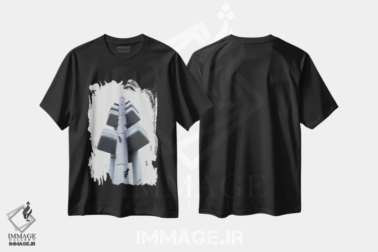 تیشرت مشکی طرح دار برج شوروی، مدیوم اثر گیلیارد برسسان | فروشگاه ایماژ