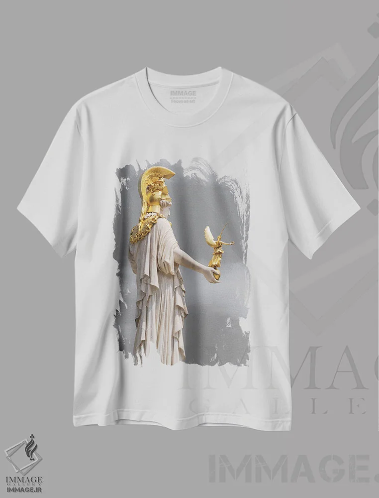 تیشرت سفید طرح دار آتنا، مدیوم اثر گیلیارد برسسان | فروشگاه ایماژ