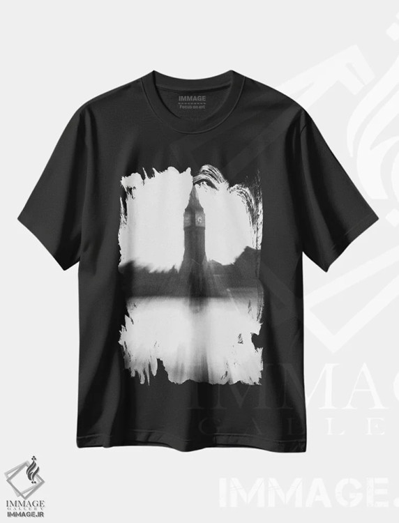 تیشرت مشکی طرح دار بیگ بن، عکاسی سیاه و سفید اثر گیلیارد برسسان | فروشگاه ایماژ