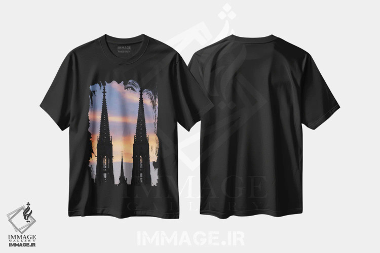 تیشرت مشکی طرح دار قله ها، مدیوم اثر گیلیارد برسسان | فروشگاه ایماژ