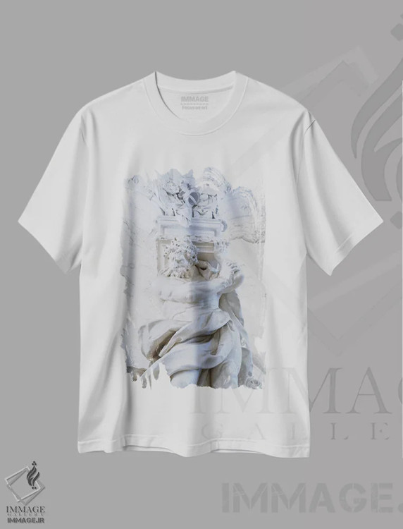 تیشرت سفید طرح دار ستون خدا، مدیوم اثر گیلیارد برسسان | فروشگاه ایماژ